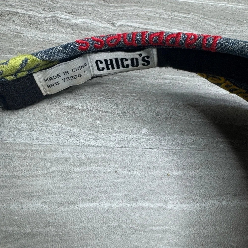 VTG Chicos Embroidered Happy Denim Visor